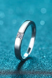 Inlaid Moissanite Rhodium-Plated Ring - Trendsi