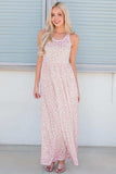 Leopard Round Neck Sleeveless Maxi Dress - Trendsi - Flyclothing LLC
