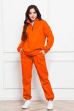 Half Zip Long Sleeve Sweatshirt and Pants Set - Trendsi