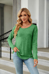 Round Neck Long Sleeve T-Shirt - Trendsi