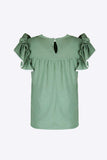 Pleated Detail Flutter Sleeve Blouse - Trendsi - Flyclothing LLC