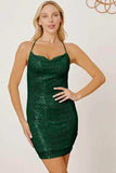 Sequin Spaghetti Strap Mini Wrap Dress - Trendsi - Flyclothing LLC