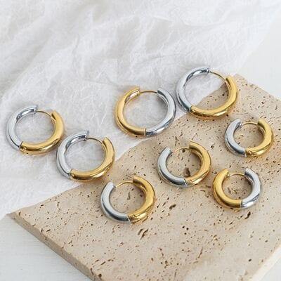 18K Gold-Plated Huggie Earrings - Trendsi
