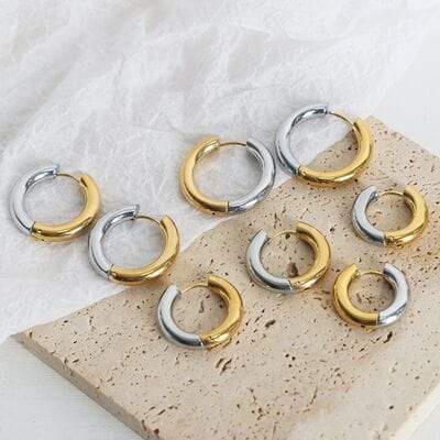 18K Gold-Plated Huggie Earrings - Trendsi - Flyclothing LLC