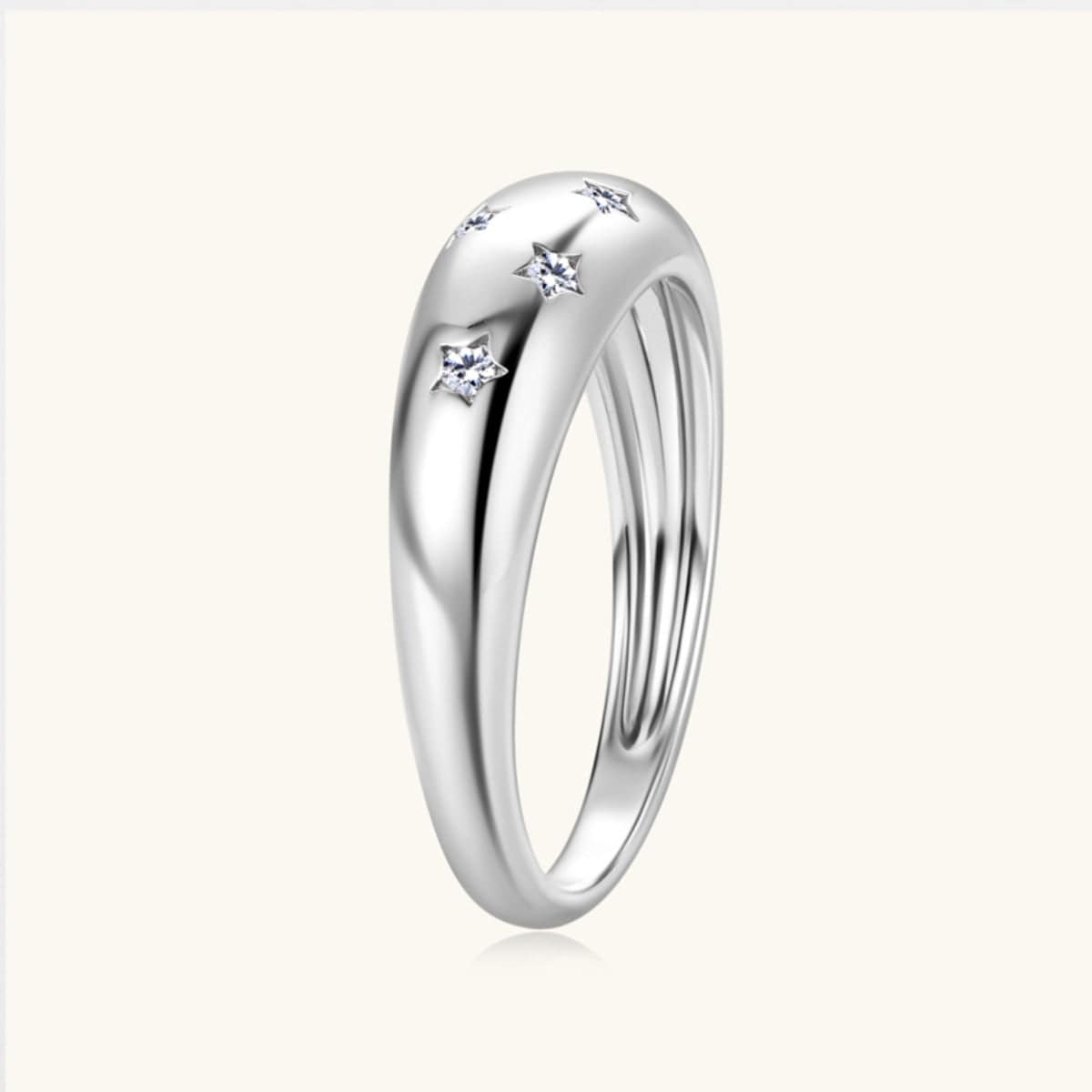 925 Sterling Silver Inlaid Moissanite Star Ring - Trendsi
