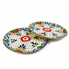 Dinner Plates 11.8in - Dots and Flowers, Set of Two - Encantada - Encantada