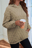 Quilted Long Sleeve Hoodie with Pocket - Trendsi - Flyclothing LLC