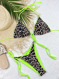Leopard Print Halter Neck Tie Side Bikini Set - Trendsi - Flyclothing LLC