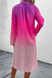 Gradient Long Sleeve Shirt Dress - Trendsi