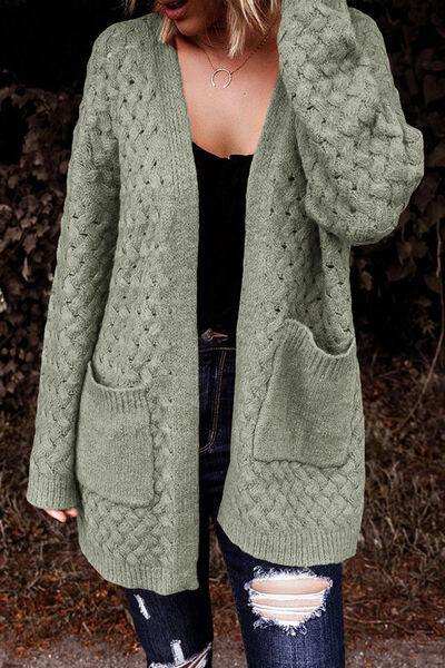 Open Front Dropped Shoulder Cardigan with Pockets - Trendsi - Flyclothing LLC