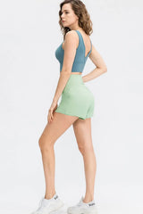 Wide Waistband Sports Shorts with Pockets - Trendsi - Flyclothing LLC