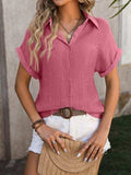 Button Up Short Sleeve Shirt - Trendsi - Flyclothing LLC