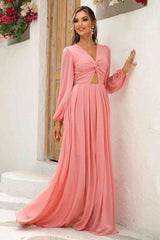 Twist Front Cutout Long Sleeve Dress - Trendsi - Flyclothing LLC