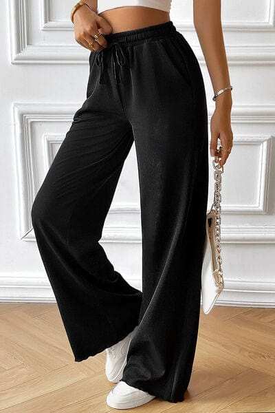 Drawstring Wide Leg Pants with Pocketed - Trendsi - Flyclothing LLC