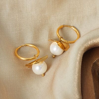 18K Gold-Plated Bead Dangle Earrings - Trendsi