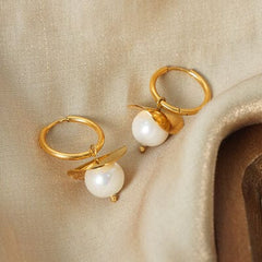 18K Gold-Plated Bead Dangle Earrings - Trendsi