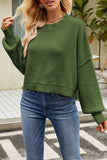 Round Neck Dropped Shoulder Sweater - Trendsi - Flyclothing LLC