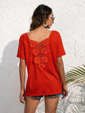 Lace Trim Short Sleeve Top - Trendsi