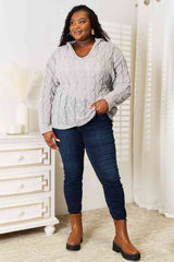 Woven Right Cable-Knit Hooded Sweater - Trendsi - Flyclothing LLC
