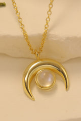 High Quality Natural Moonstone Moon Pendant 925 Sterling Silver Necklace