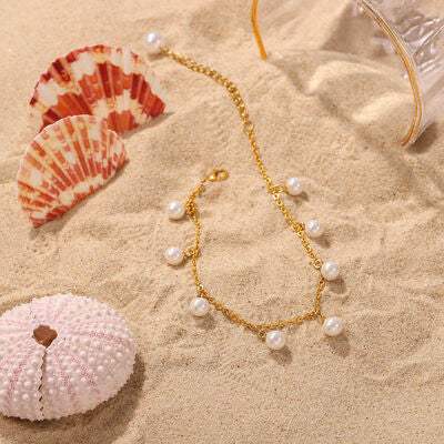 Pearl 18K Gold-Plated Charm Anklet - Trendsi - Flyclothing LLC