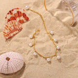 Pearl 18K Gold-Plated Charm Anklet - Trendsi