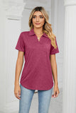 Curved Hem Johnny Collar Polo Shirt - Trendsi