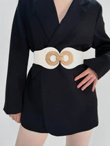 Alloy Buckle Elastic PU Belt - Trendsi - Flyclothing LLC