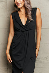 Deep V Sleeveless Tulip Hem Dress - Trendsi - Flyclothing LLC