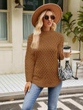 Mock Neck Slit Sweater - Trendsi - Flyclothing LLC