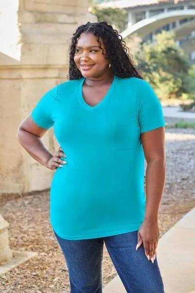 Basic Bae Full Size V-Neck Short Sleeve T-Shirt - Trendsi - Flyclothing LLC