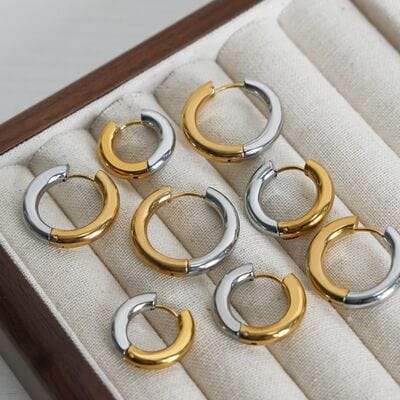 18K Gold-Plated Huggie Earrings - Trendsi - Flyclothing LLC