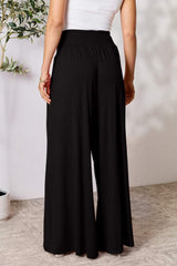 Double Take Full Size Smocked Wide Waistband Wide Leg Pants - Trendsi - Flyclothing LLC