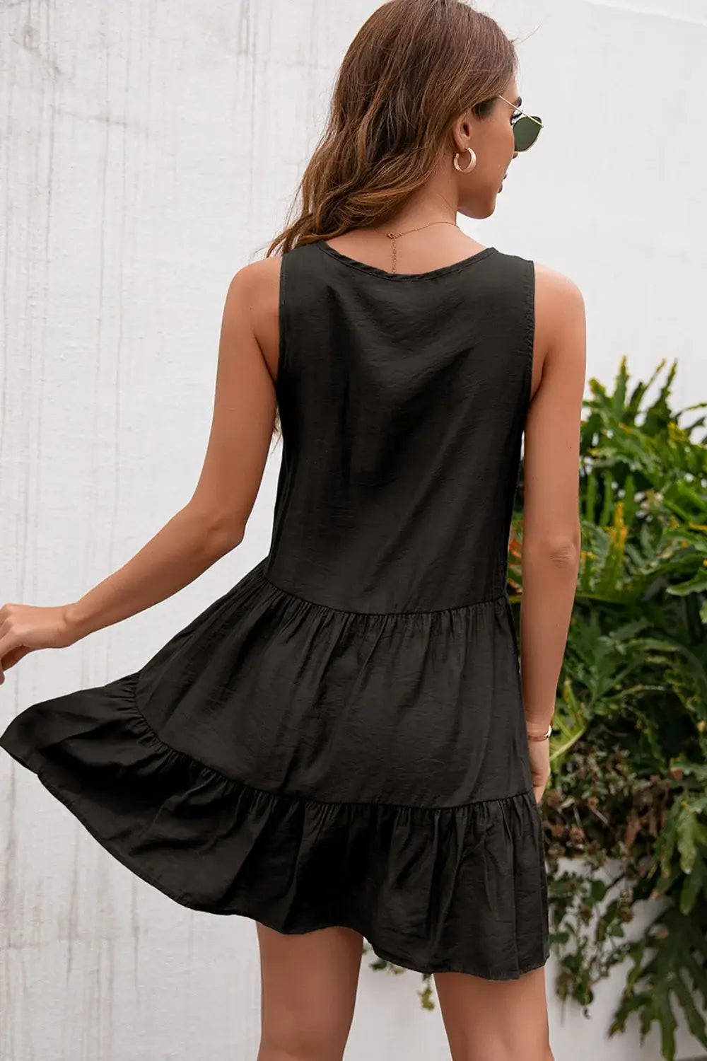 Tassel Tie Lace Trim Sleeveless Dress - Trendsi - Flyclothing LLC