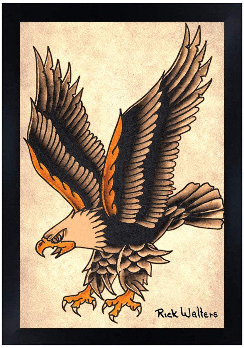 Rick Walters Diving Eagle 12 x 18 Art Print - Rick Walters - Flyclothing LLC