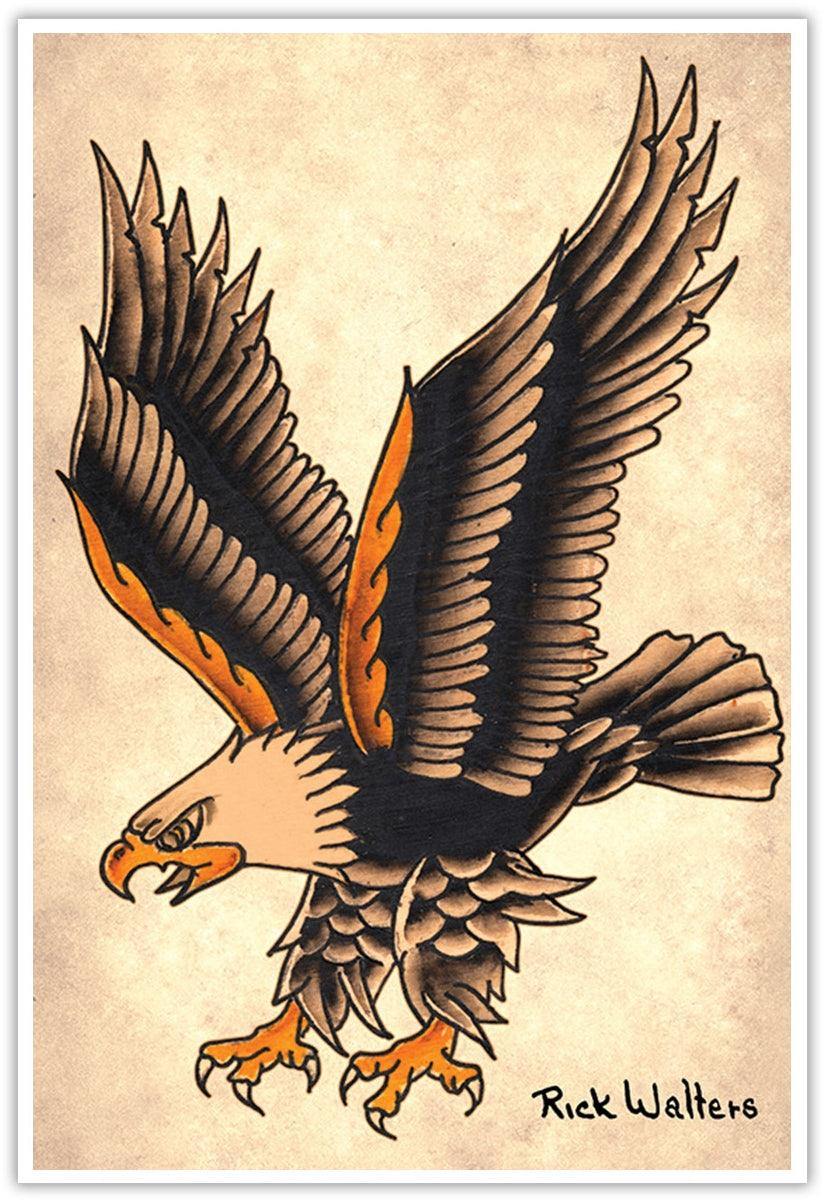 Rick Walters Diving Eagle 12 x 18 Art Print - Rick Walters