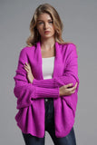 Dolman Sleeve Open Front Ribbed Trim Longline Cardigan - Trendsi