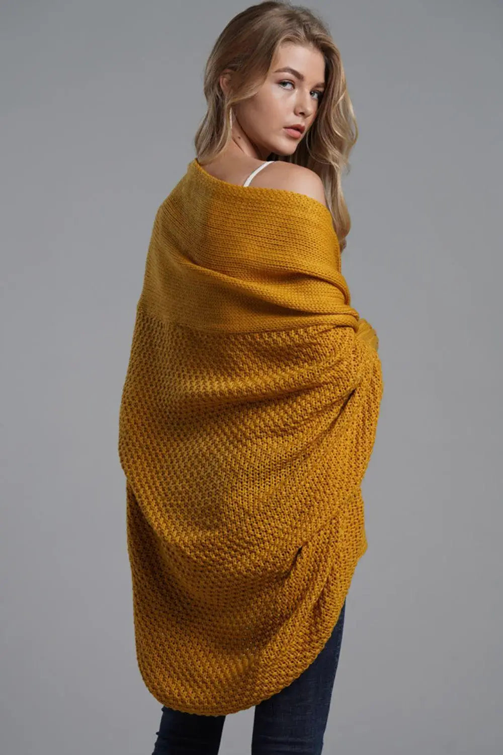 Dolman Sleeve Open Front Ribbed Trim Longline Cardigan - Trendsi - Flyclothing LLC