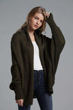 Dolman Sleeve Open Front Ribbed Trim Longline Cardigan - Trendsi - Flyclothing LLC