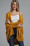 Dolman Sleeve Open Front Ribbed Trim Longline Cardigan - Trendsi - Flyclothing LLC