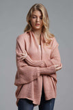 Dolman Sleeve Open Front Ribbed Trim Longline Cardigan - Trendsi - Flyclothing LLC