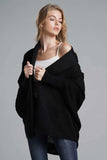Dolman Sleeve Open Front Ribbed Trim Longline Cardigan - Trendsi - Flyclothing LLC