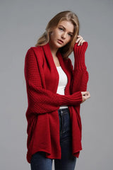 Dolman Sleeve Open Front Ribbed Trim Longline Cardigan - Trendsi - Flyclothing LLC