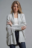 Dolman Sleeve Open Front Ribbed Trim Longline Cardigan - Trendsi - Flyclothing LLC