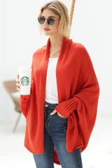 Dolman Sleeve Open Front Ribbed Trim Longline Cardigan - Trendsi - Flyclothing LLC