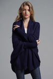 Dolman Sleeve Open Front Ribbed Trim Longline Cardigan - Trendsi