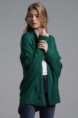 Chic Textured Brioche Rib Knit Dolman Sleeve Open Front Cardigan