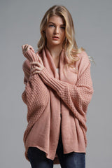 Dolman Sleeve Open Front Ribbed Trim Longline Cardigan - Trendsi - Flyclothing LLC
