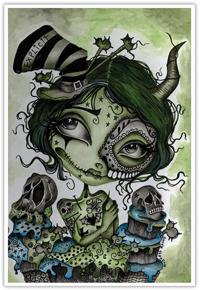 Dottie Gleason Explicit Zombie Girl 12 x 18 Art Print - Dottie Gleason - Flyclothing LLC