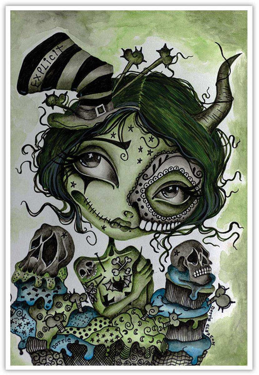 Dottie Gleason Explicit Zombie Girl 12 x 18 Art Print - Dottie Gleason - Flyclothing LLC